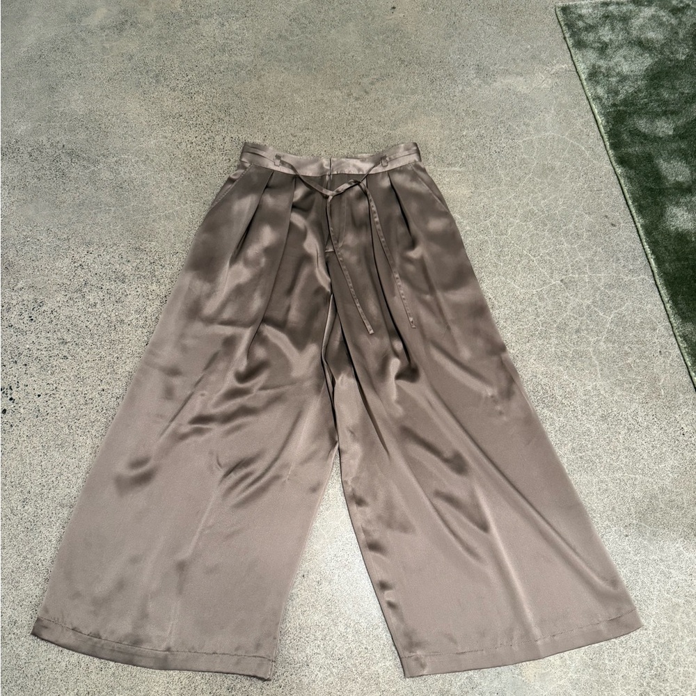 Frame wide legged silk cropped pants